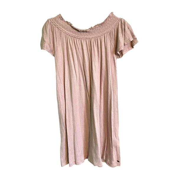 NWT O’Neill Augustina Off Shoulder Dress Light Pink Short Sleeve Size Small - Picture 1 of 6